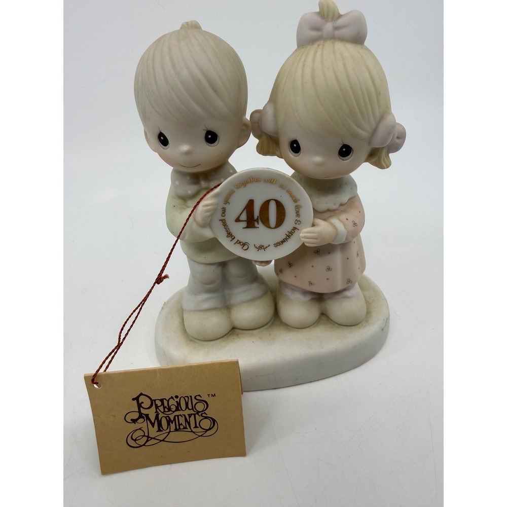 Precious Moments 40th Anniversary Figurine E-2859 Porcelain Couple Enesco 1983